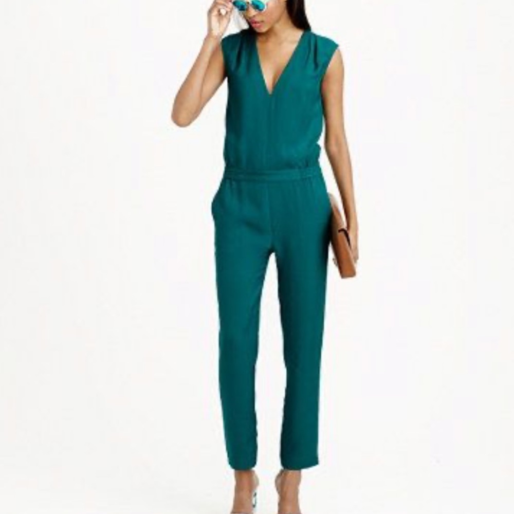 J.Crew 00 Periwinkle Oxford Crepe Jumpsuit